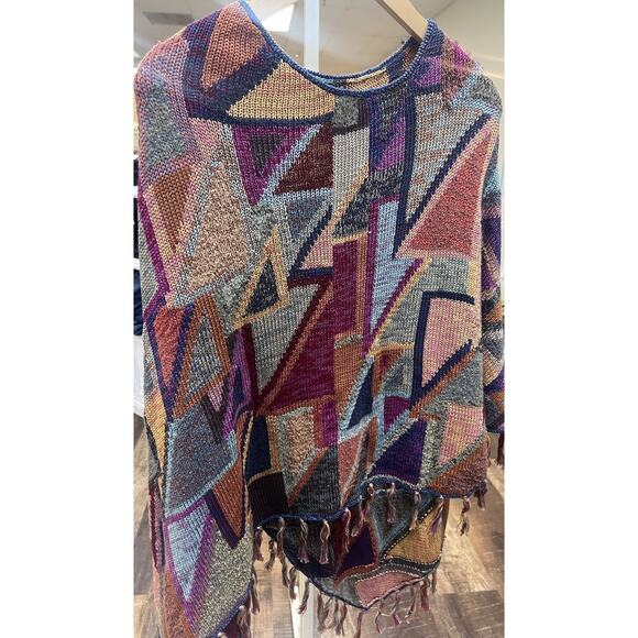 Kaffe Fassett & Peruvian Connection Pima Cotton Poncho Boho Sweater One Size - Picture 2 of 7